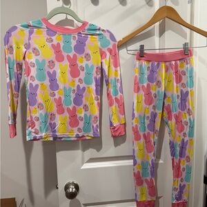 BAMBOO Peeps Bunny Print Kids Pajama Set size 7-8 NWT